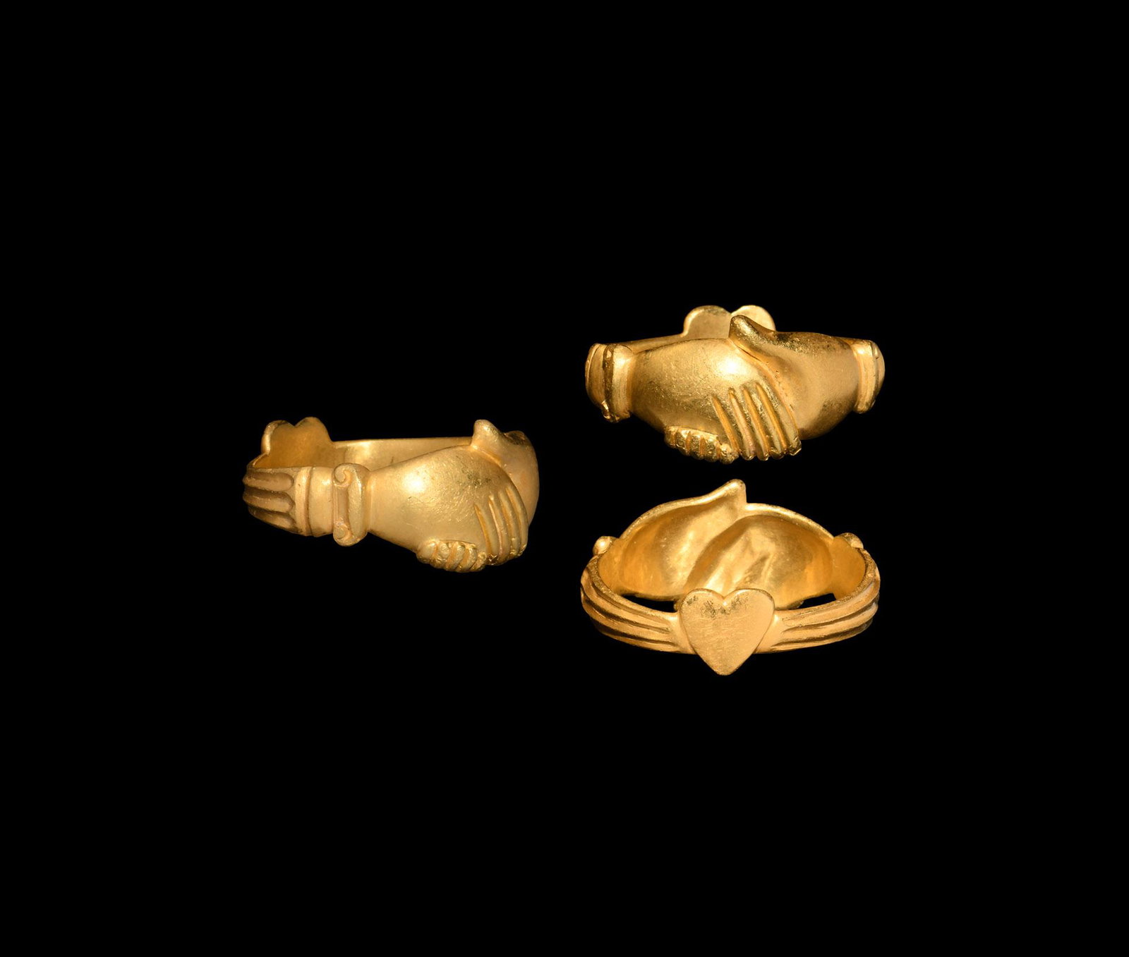 Post Medieval Gold Clasped Hands Ring with Heart (1 of 1)