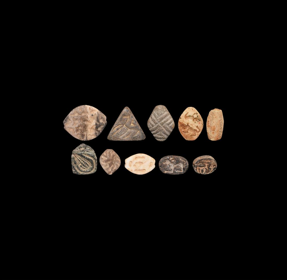 Western Asiatic Stamp Seal Collection: 4th-1st millennium BC. A group of ten stamp seals, including two accompanied by typed and signed notes by the late W.G. Lambert, Professor of Assyriology at the University of Birmingham, 1970-1993, wh