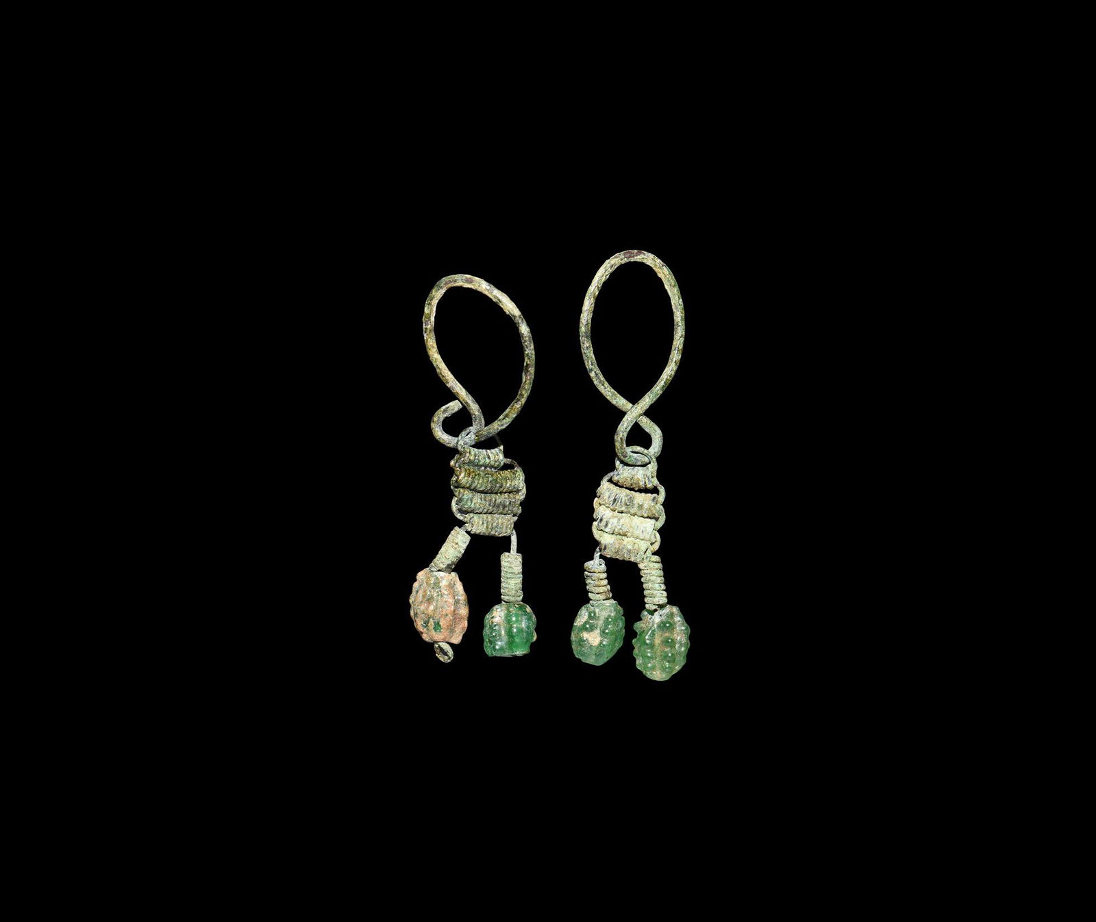 Roman Earring Pair with Melon Beads (1 of 1)