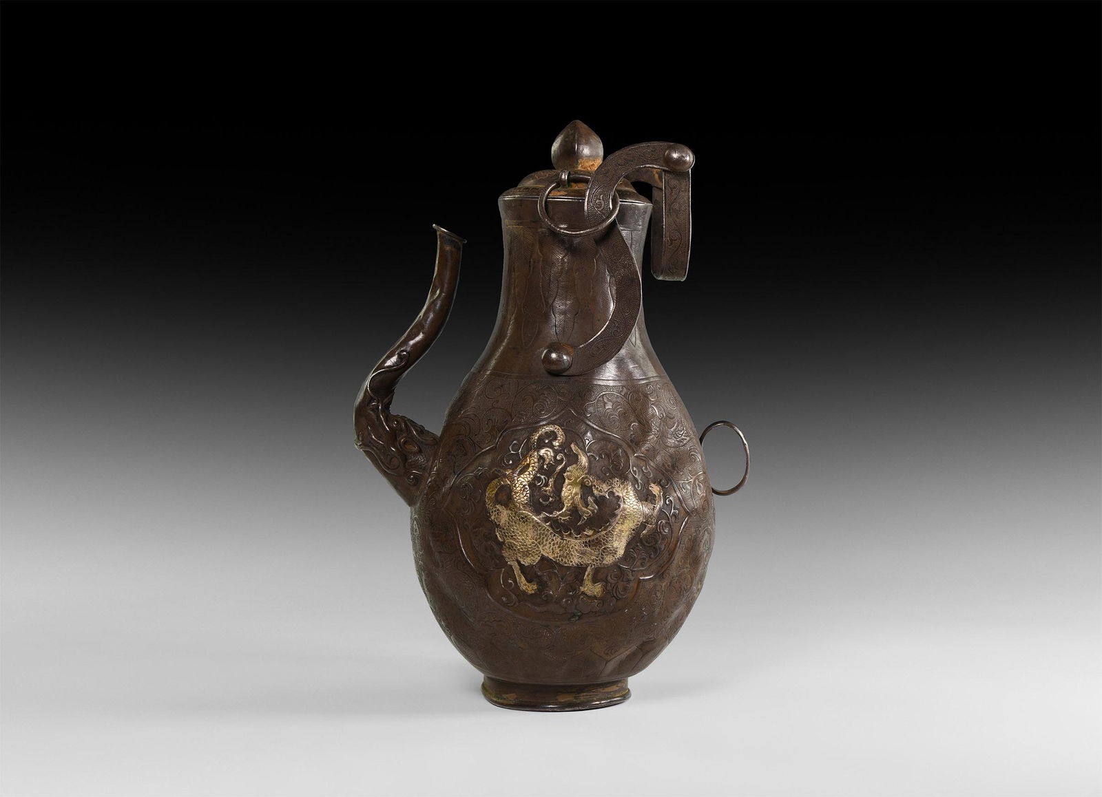 Chinese Qing Gilt Silver Dragon Ewer (1 of 1)