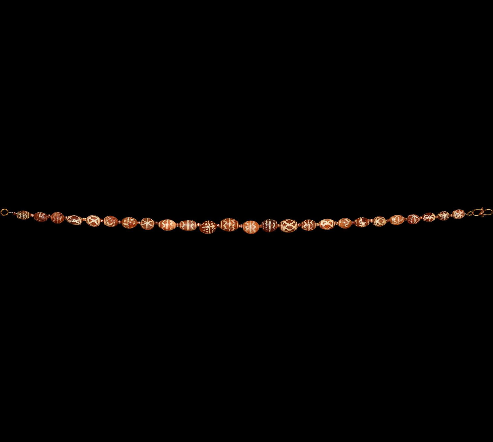 Indus Valley Etched Carnelian Bead Necklace (1 of 1)