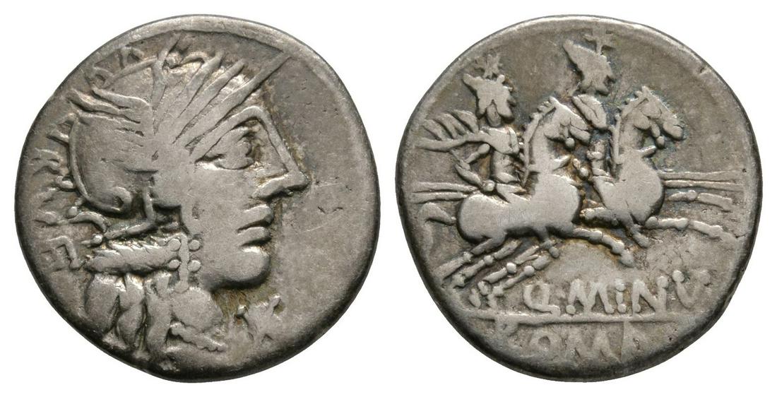 Q Minucius Rufus - Dioscuri Denarius (1 of 1)