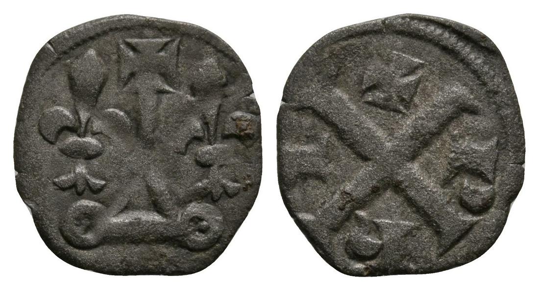 France - Philip IV - Billon Oble: 1268-1314 AD. Obv: cross with P H I X in angles. Rev: chapel Tournois surmounted by cross, lis each side. Ciani 231. 0.58 grams. ("). Ex private UK collection. [No Reserve]