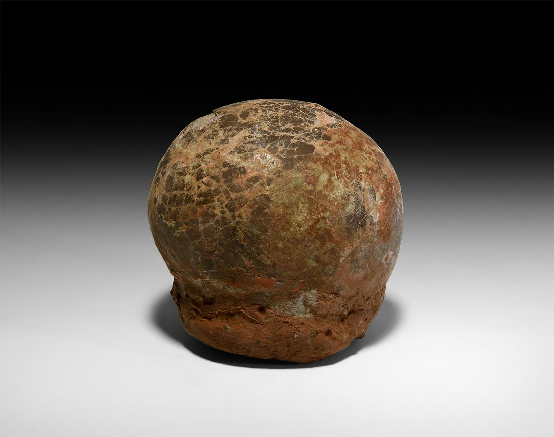 Fossil Hadrosaur Dinosaur Egg: Late Cretaceous Period, 100-66 million years BP. A large Charonosaurus sp. hadrosaur egg on matrix retaining evidence of the original leathery surface. 3.3 kg, 13.5cm (5 1/4"). Property of an East Sus