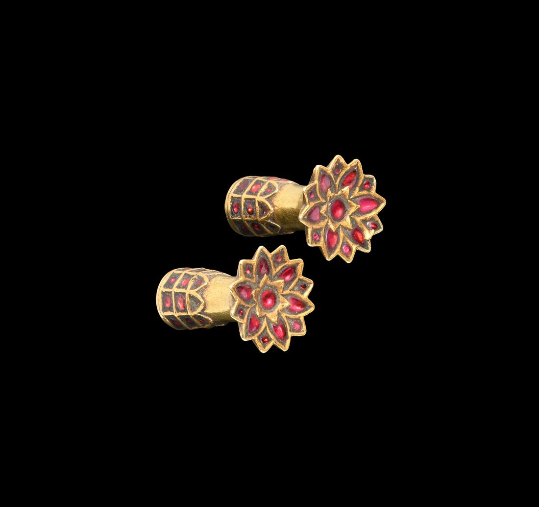 Moghul Ornamental Lotus-Flower Ear Plug Pair (1 of 1)