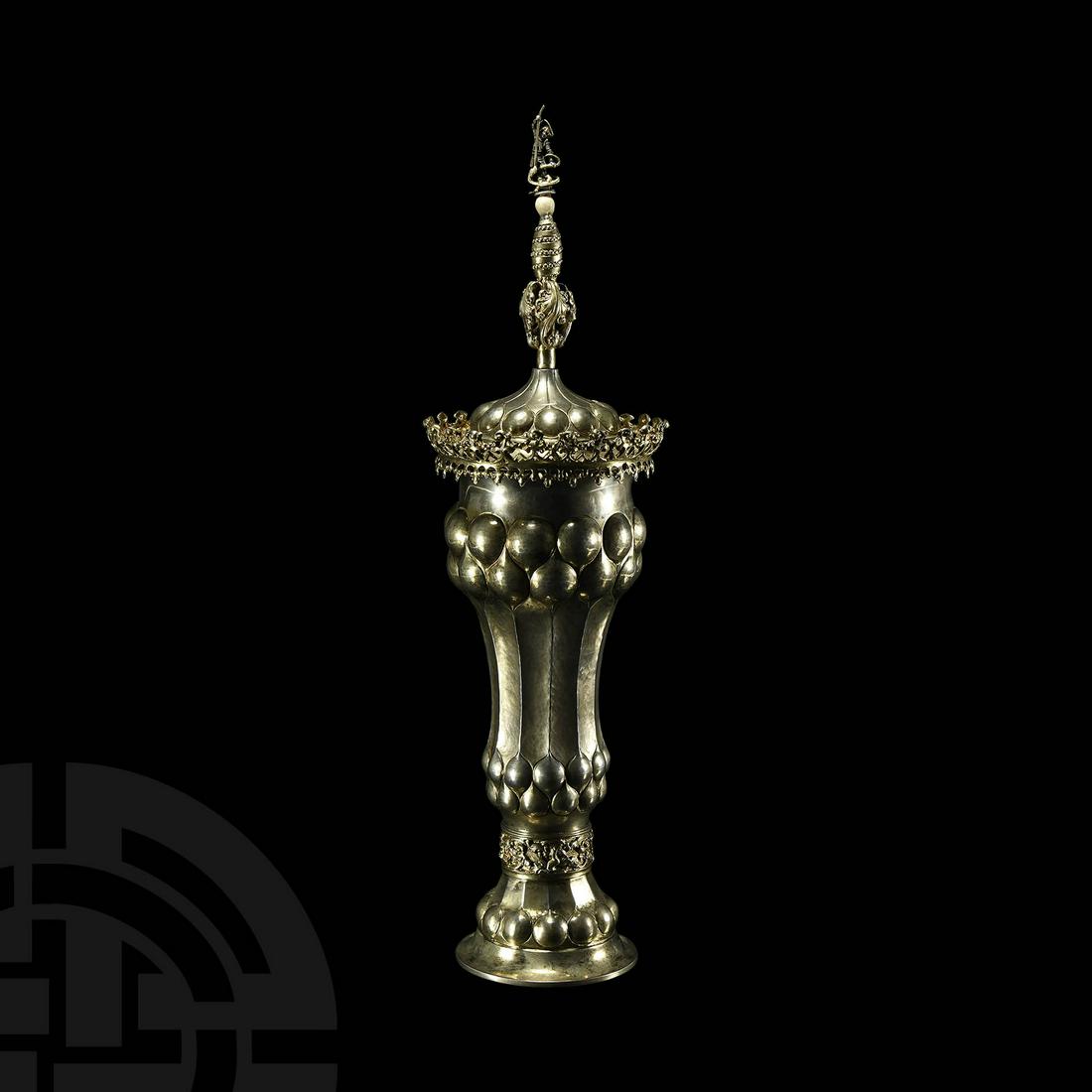 Post Medieval Gilt Silver Pineapple Chalice with Saint (1 of 1)
