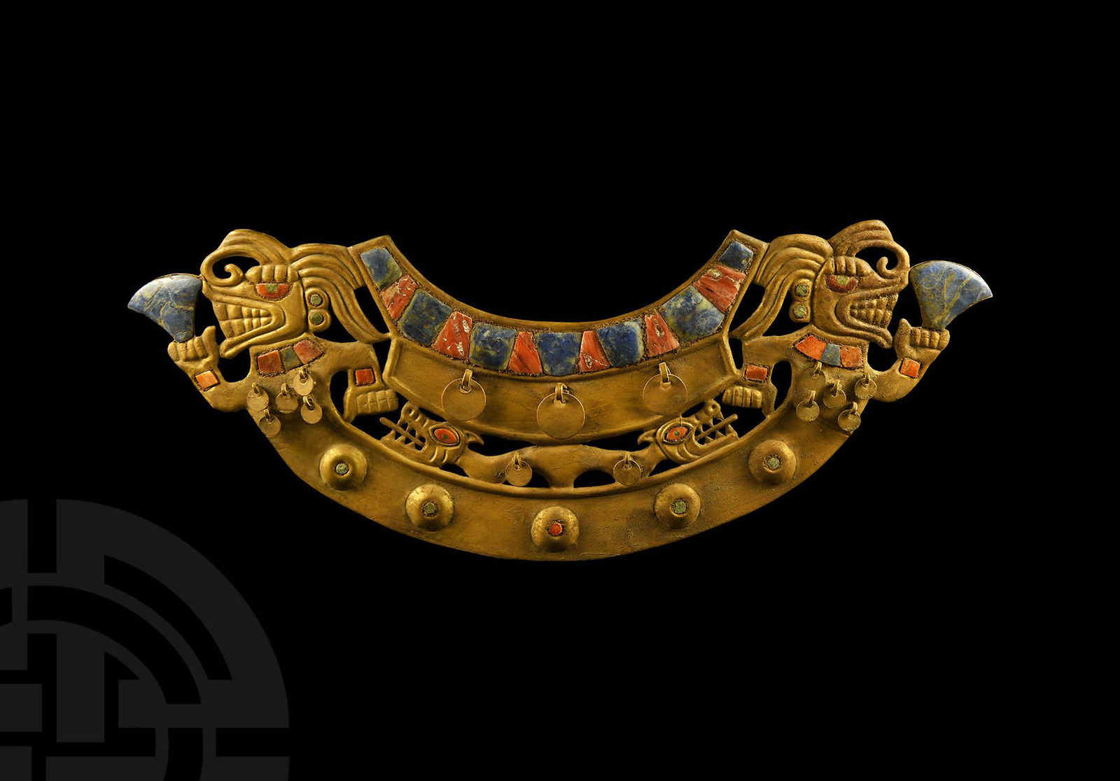 Prehispanic Moche Sican Gold Pectoral with Inlays (1 of 1)