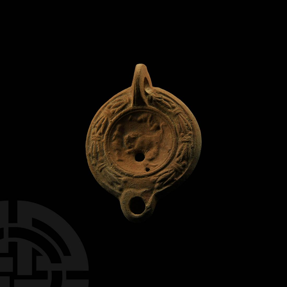 Roman Oil Lamp with Man Fighting a Bull (1 of 1)