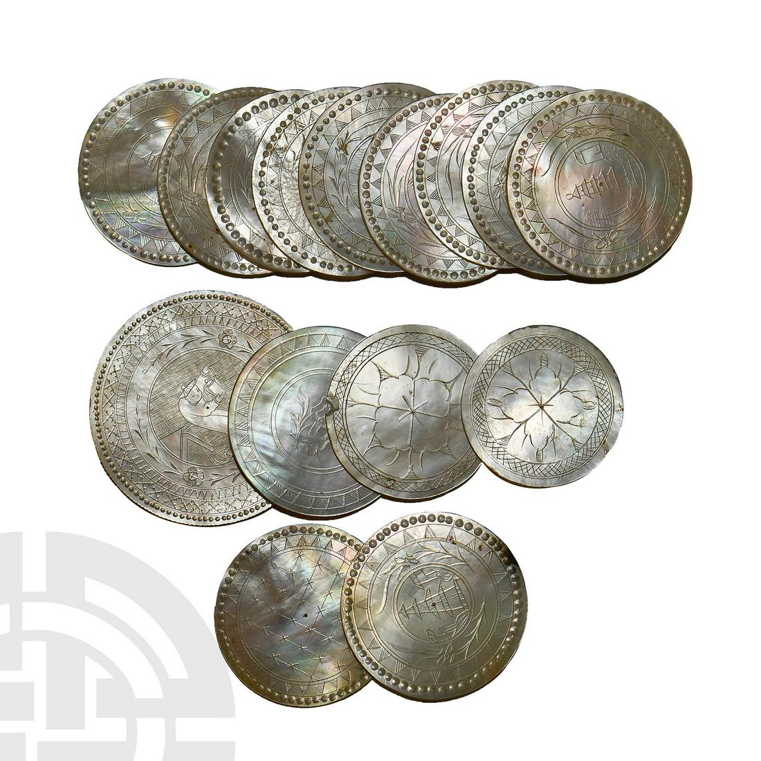 Chinese - Mother of Pearl Gaming Counters [15] (1 of 1)