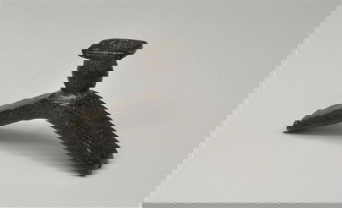 Prehistoric - North America - Stone Pipe: A grey, steatite angle-stemmed pipe; its bowl barrel-shaped with rectangular flange. Size/Weight: 1165 grams, 175 mm. Size/Reference: Miles, C. Indian and Eskimo Artefacts of North America, p. 214. Si