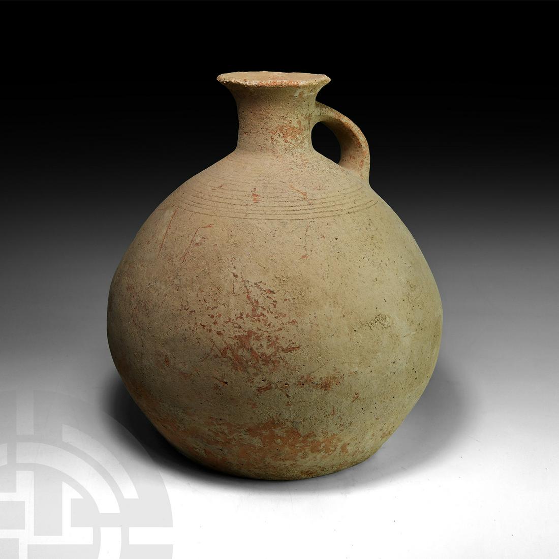 Very Large Decorated Bronze Age Terracotta Flagon (1 of 1)