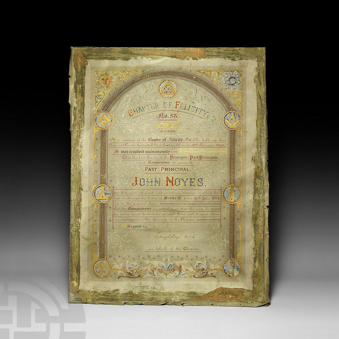 Victorian Illuminated Masonic Address (1 of 1)