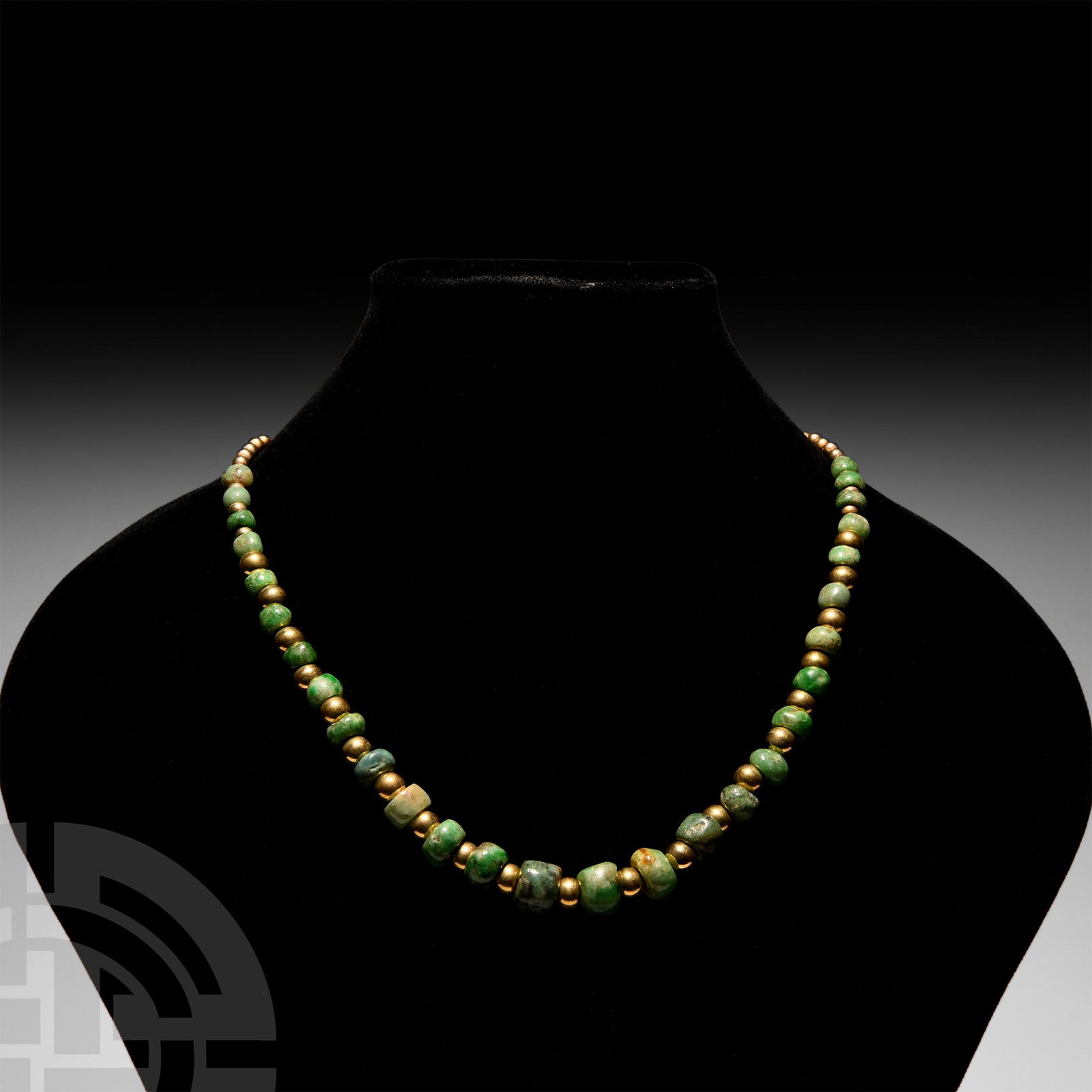 Prehispanic Mayan Imperial Jade Bead Necklace (1 of 1)