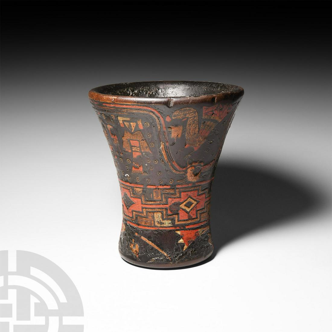 Prehispanic Late Inca Polychrome Wooden Kero (1 of 1)
