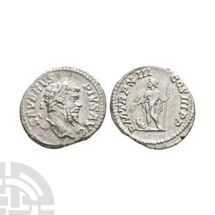 Septimius Severus - Jupiter AR Denarius: 205 A.D. Rome mint. Obv: SEVERUS PIVS AVG legend with laureate bust right. Rev: P M TR P XIII COS III P P legend with Jupiter standing left holding thunderbolt and sceptre with eagle on ground