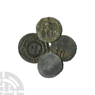 Constantine I Era - Late Bronzes [4]: 4th century A.D. Group comprising: late bronzes; various issues, types and mints. 9.32 grams total. By inheritance. Property of a Lincolnshire lady. [4, No Reserve]