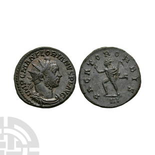 Florian - Sol AE Antoninianus: June-September 276 A.D. Lugdunum mint. Obv: IMP C M AN FLORIANVS P F AVG legend with radiate, draped and cuirassed bust right. Rev: PACATOR ORBIS legend with Sol advancing left raising right hand and