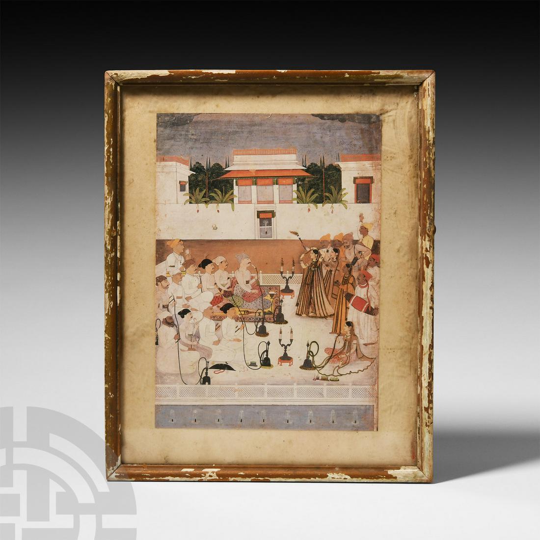 Indian Framed Print with Courtiers Smoking Hookahs (1 of 1)