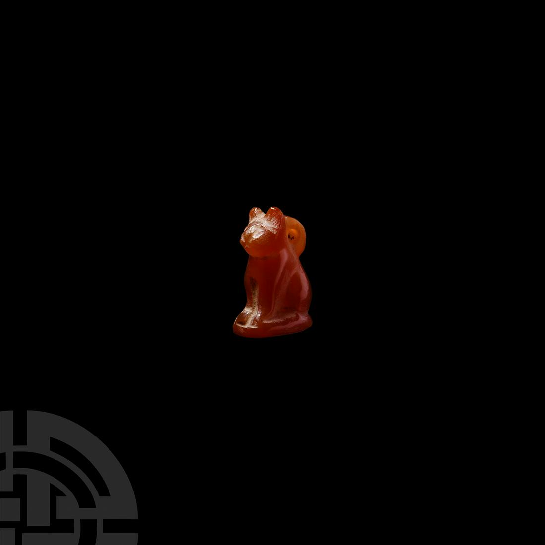 Egyptian Carnelian Seated Cat Amulet (1 of 1)