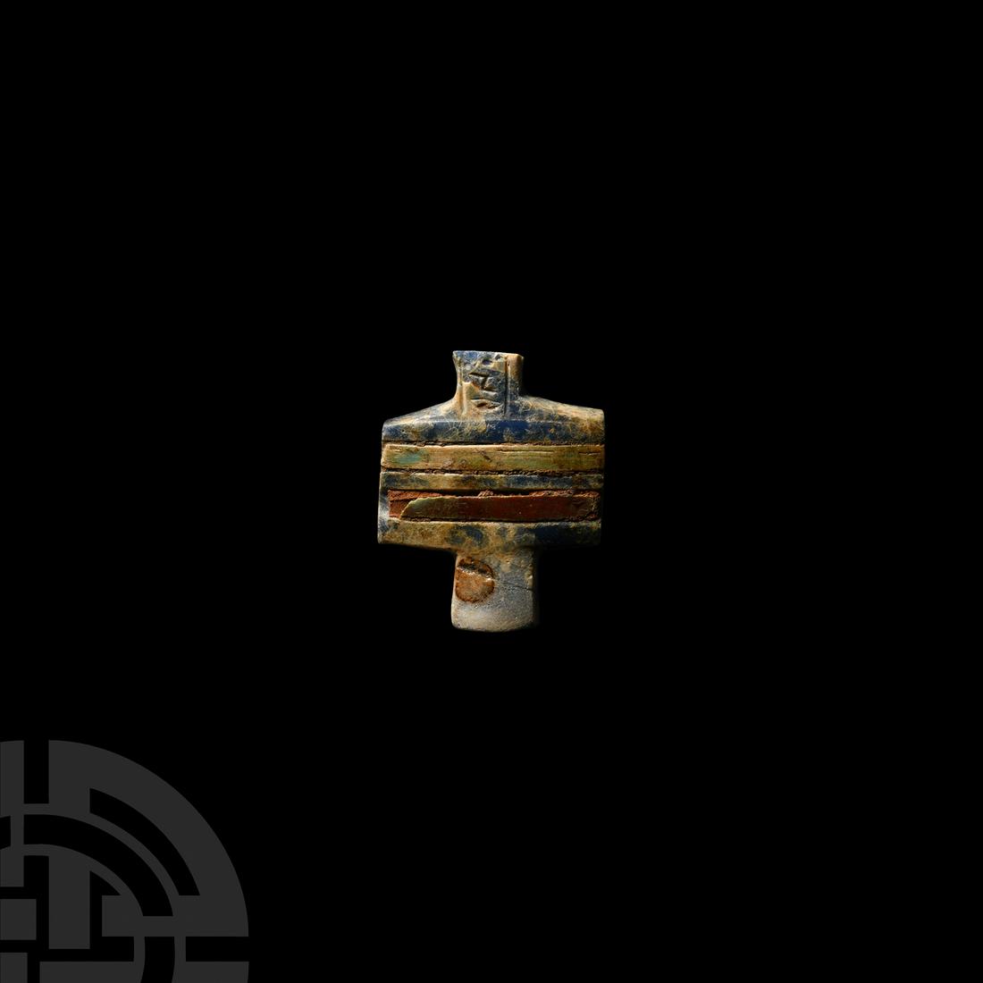 Egyptian Glass Djed Pillar Fragment with Hardstone Inlays (1 of 1)