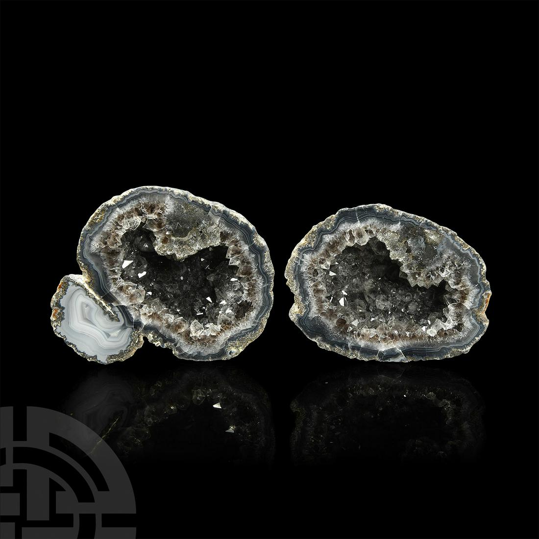 Cut and Polished Agate Crystal Geode Pair (1 of 1)
