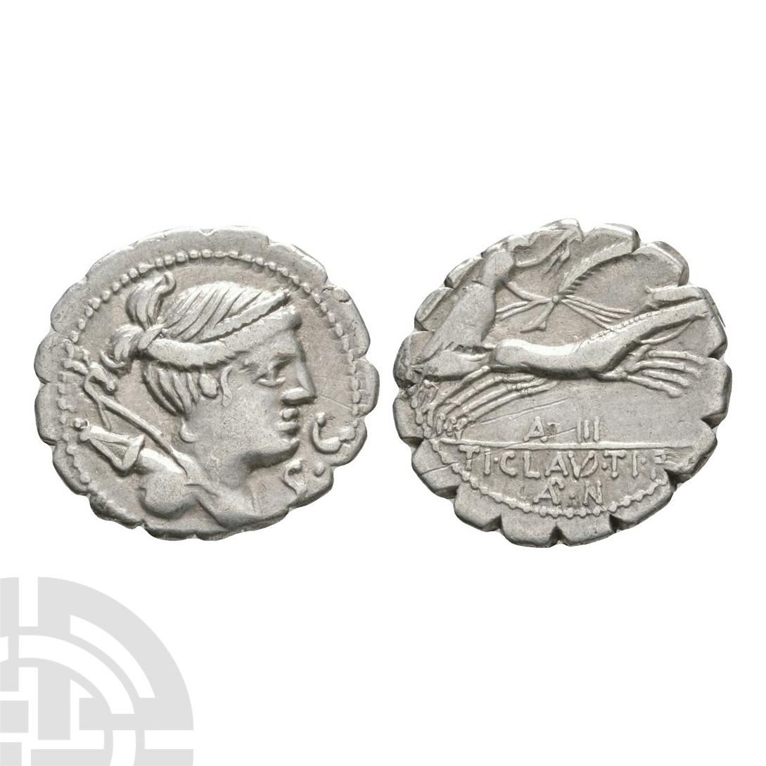 Ti Claudius Ti f Ap n Nero - Diana AR Denarius Serratus (1 of 1)