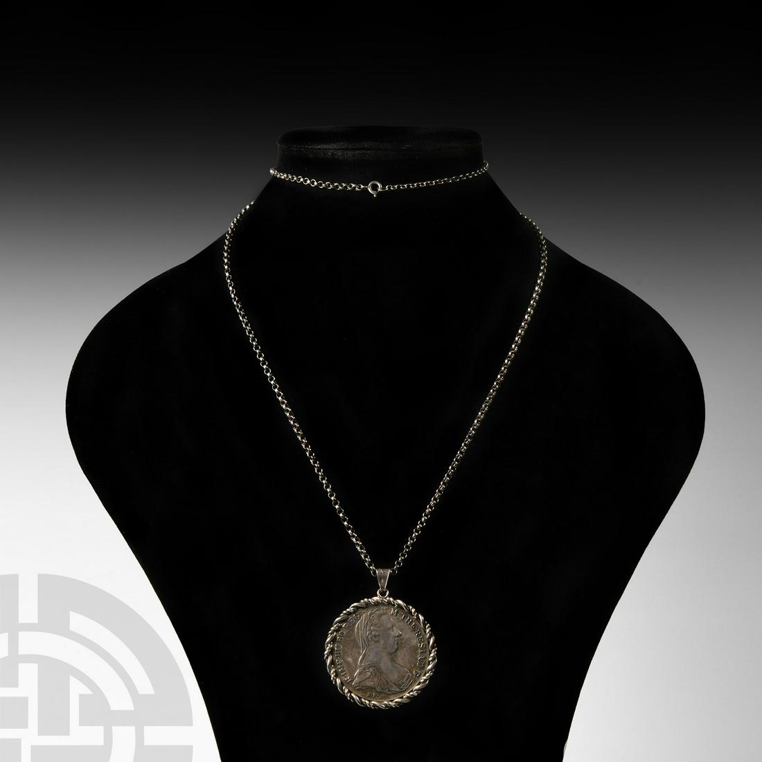 Post Medieval Silver Thaler Pendant Necklace (1 of 1)