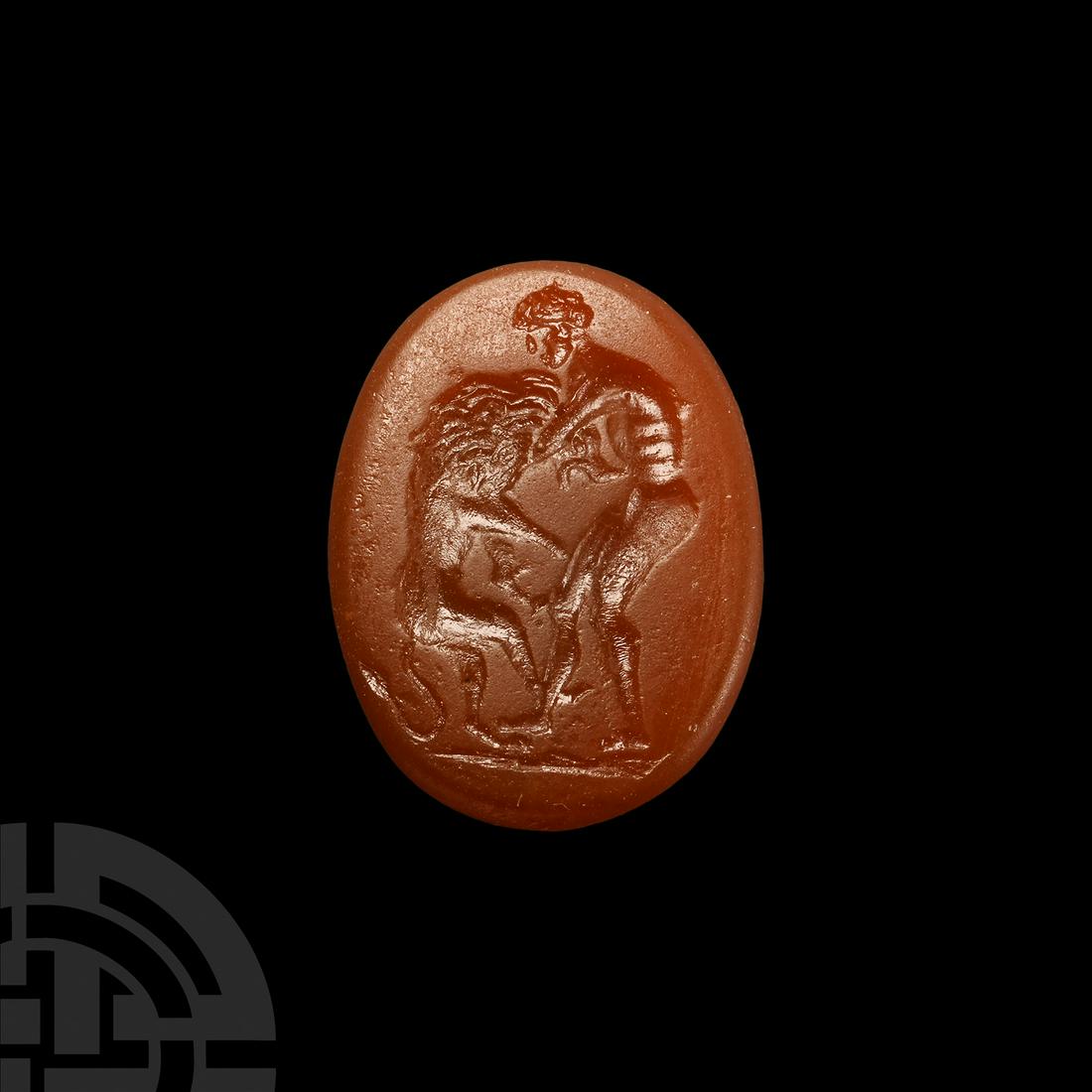 Glass Intaglio with Hercules and Nemean Lion (1 of 1)