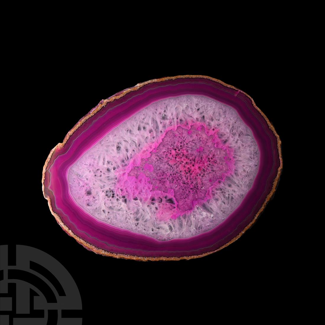 Natural History - Large Pink Cut and Polished Agate Crystal Slice (1 of 1)