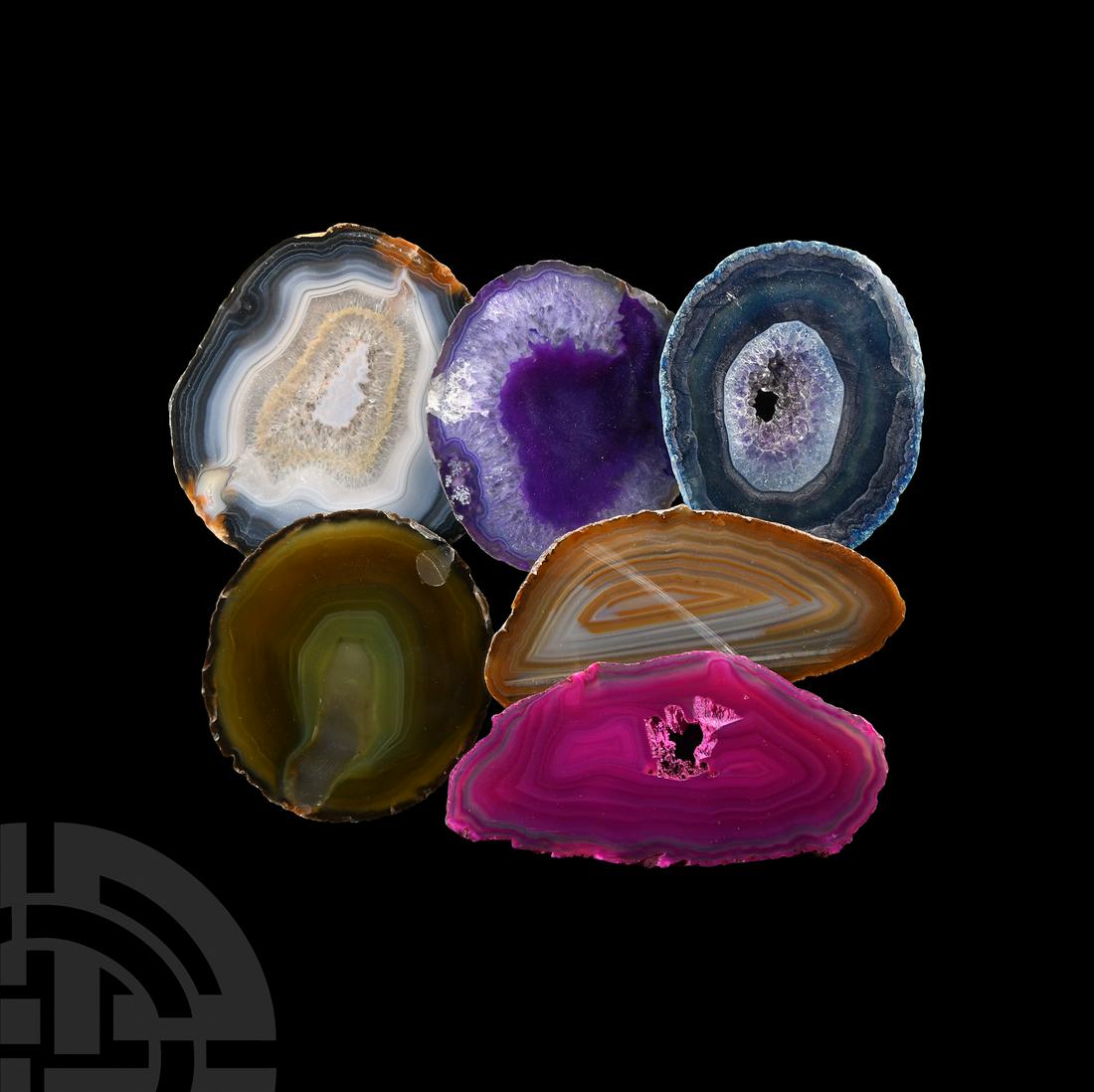 Natural History - Cut and Polished Agate Crystal Geode Slice Group (1 of 1)