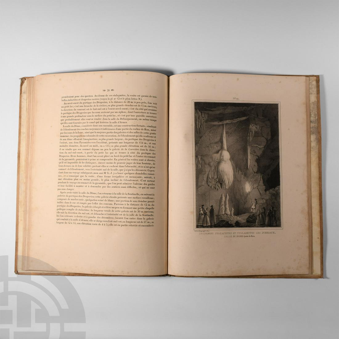 Natural History Books - Alleweireldt - Description Pittoresque de la Grotte de Han-sur-Lesse: Published 1830 A.D. Alleweireldt, J., Description Pittoresque de la Grotte de Han-sur-Lesse Brussels, 1829; original lettered boards; 44 pp. + 27 pl., illustrated; with detailed collector record cards