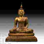Very Large Thai Gilt Bronze Buddha Shakyamuni First Image