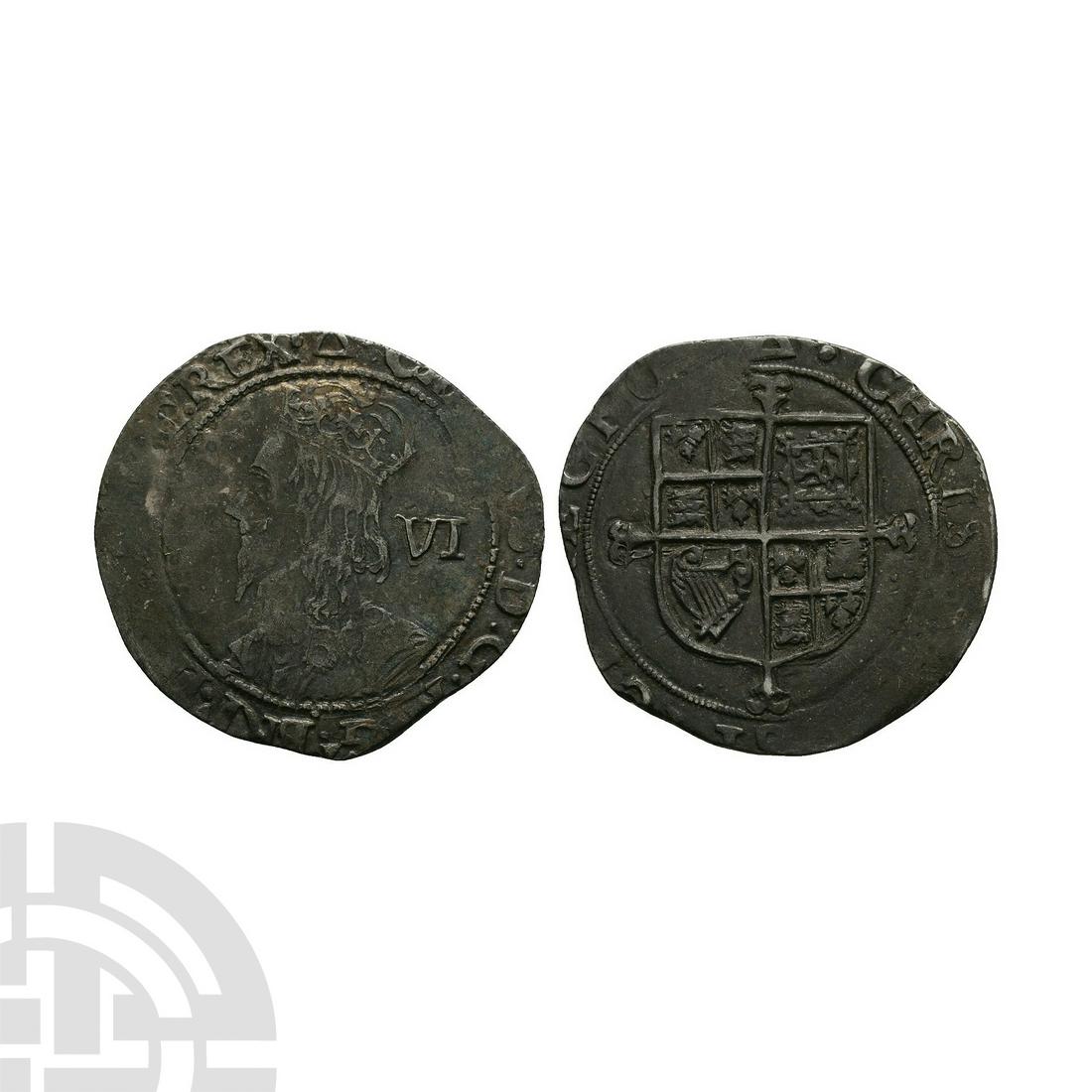 English Stuart Coins - Charles I - Tower - AR Sixpence (1 of 1)