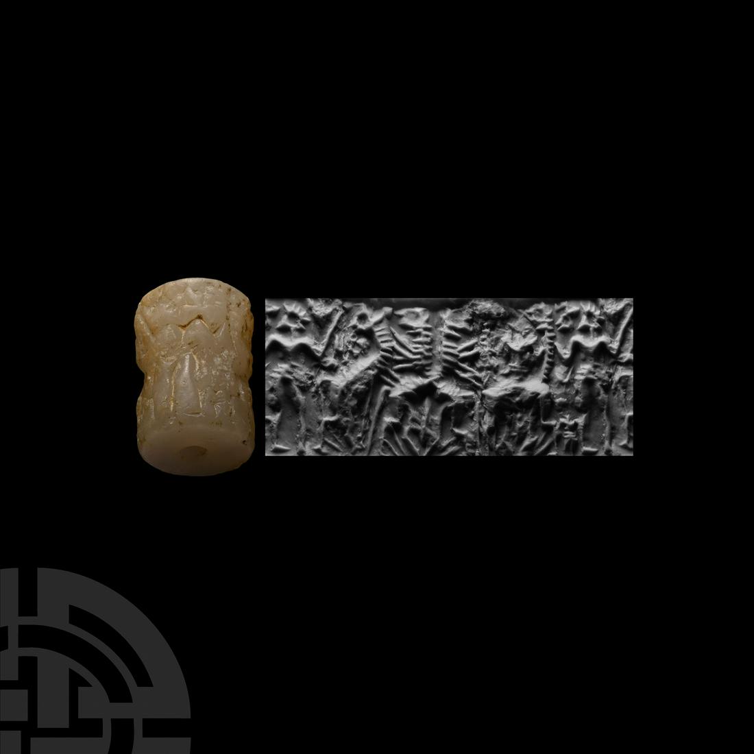 Large Western Asiatic Alabaster Cylinder Seal with Procession (1 of 1)