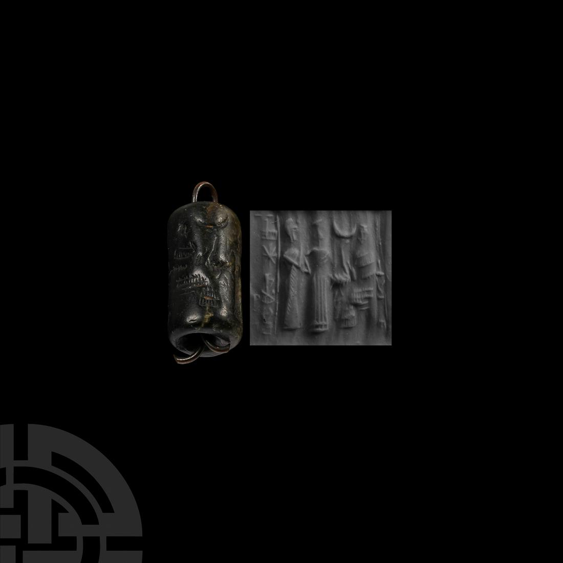 Western Asiatic Haematite Cylinder Seal with Presentation Scene for En-Nanna (1 of 1)