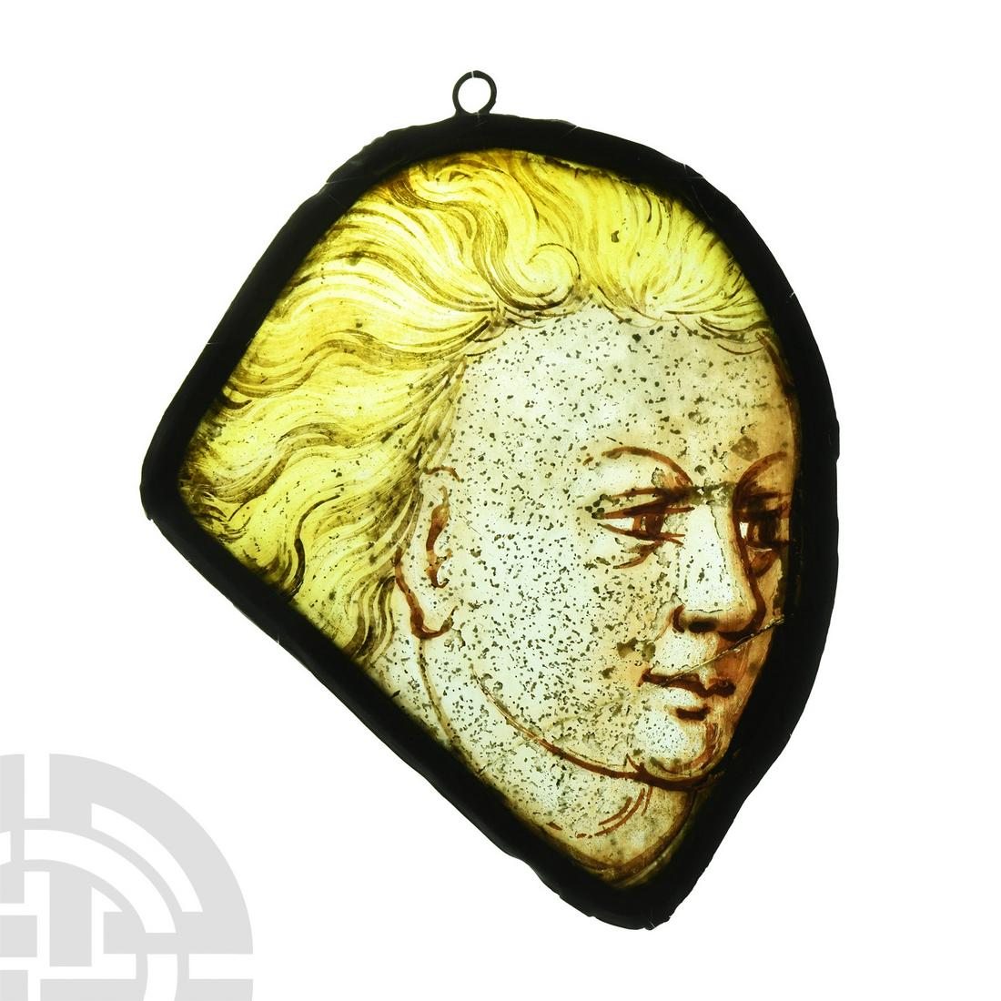 Medieval Stained Glass Panel with Head of a Boy (1 of 1)