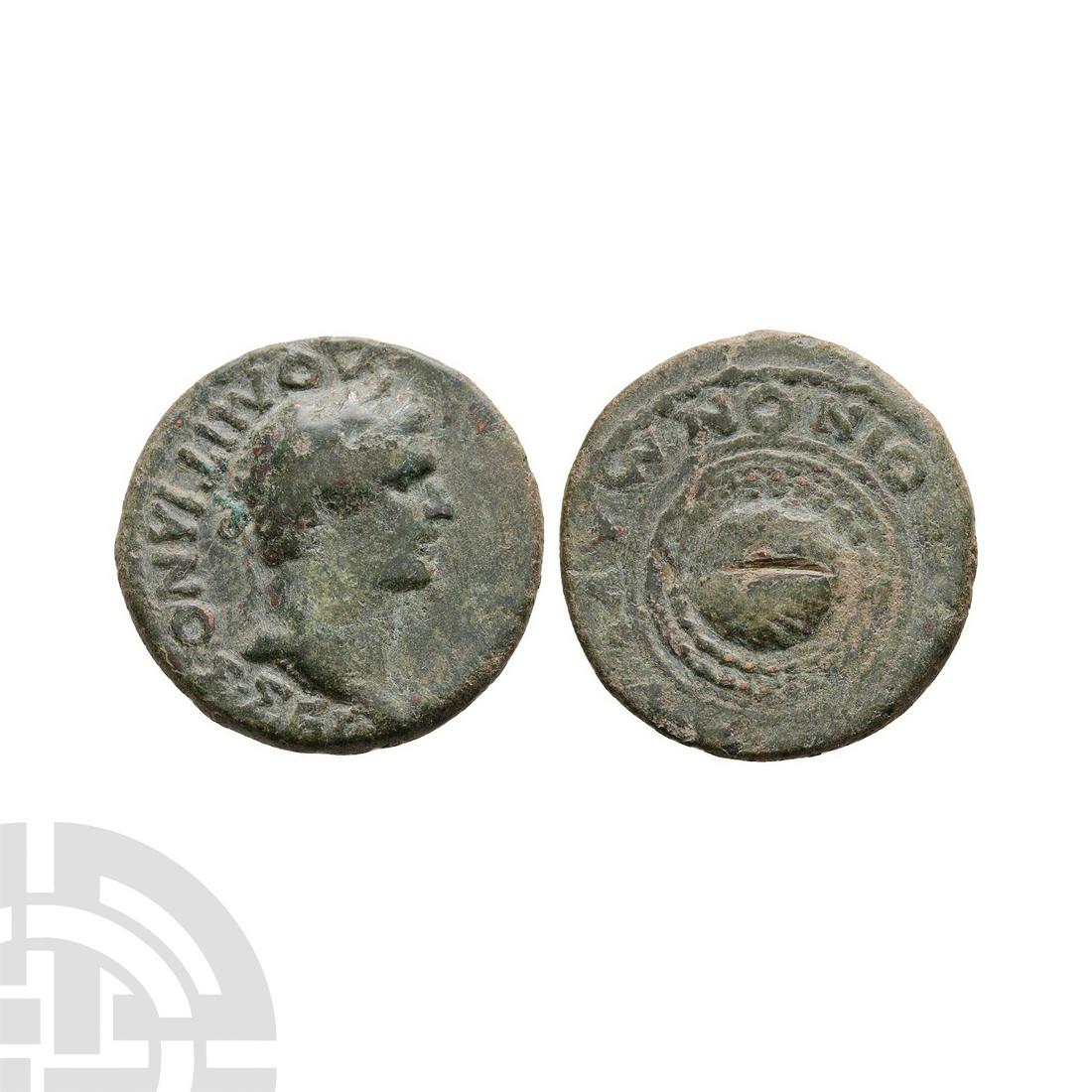 Ancient Roman Provincial Coins - Domitian - Koinon of Macedonia - Shield Bronze (1 of 1)