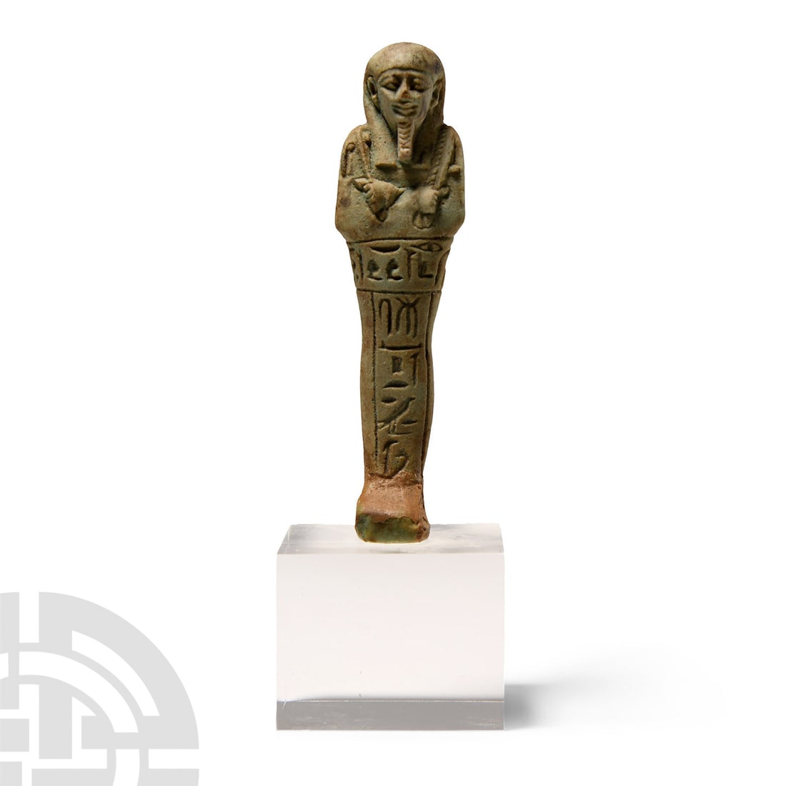 Egyptian Green Faience Shabti with Hieroglyphic Inscription (1 of 1)