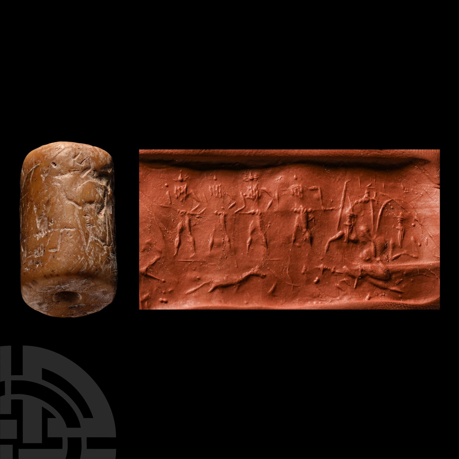 Western Asiatic Shell Cylinder Seal with Combat Scene (1 of 1)