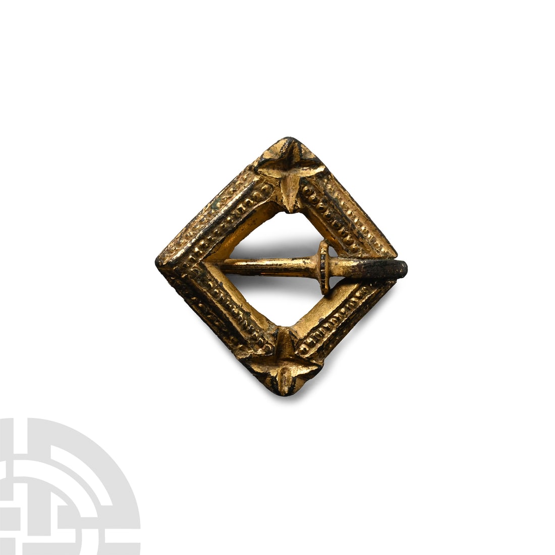 Medieval Gilt Bronze Lozenge-Shaped Ring Brooch with Inscription Verso (1 of 1)