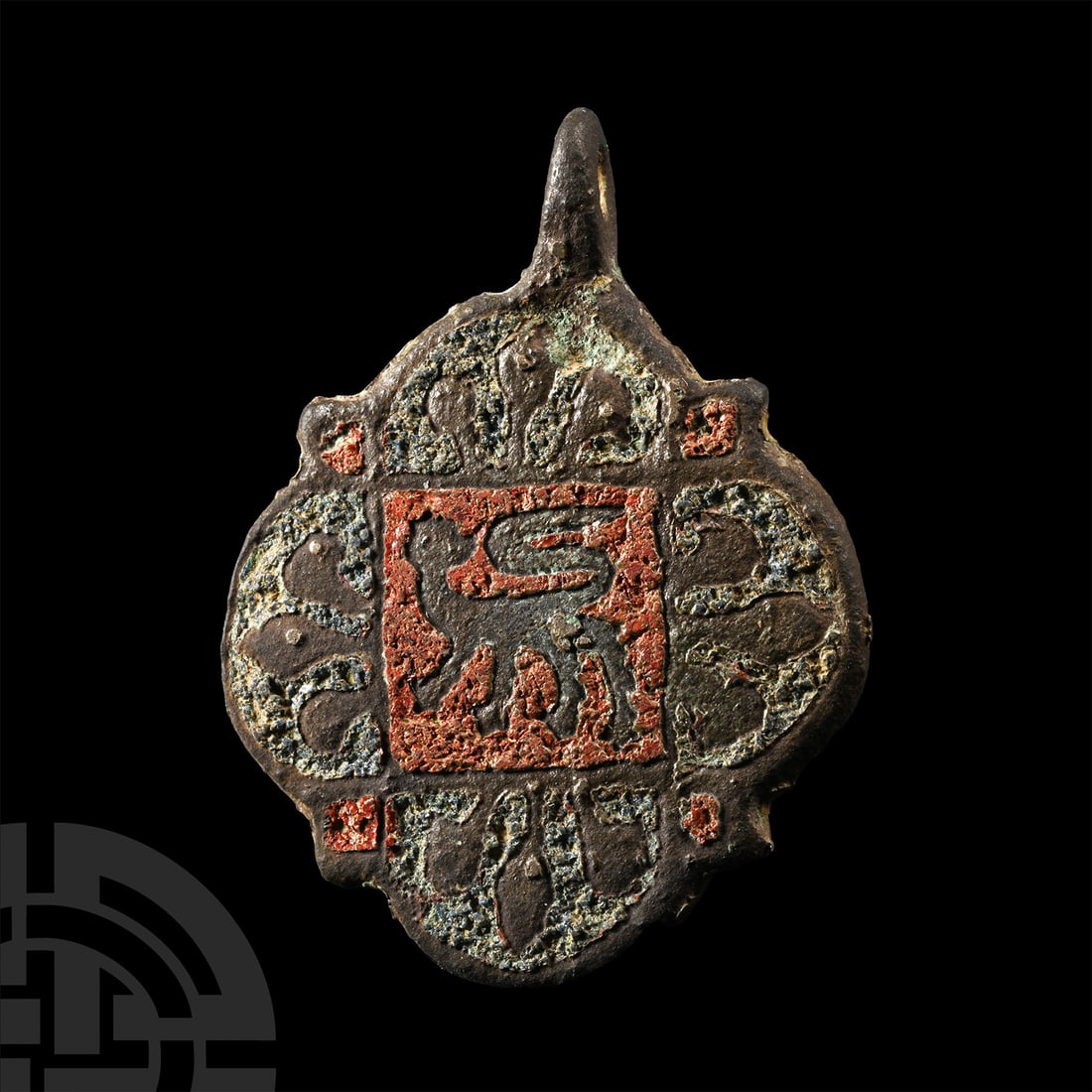 Medieval Knight's Bronze Enamelled Heraldic Horse Harness Pendant with Royal Lion (1 of 1)