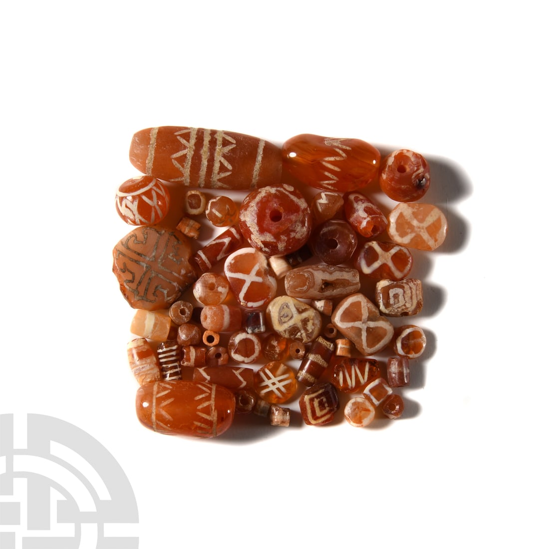 Indus Valley Etched Orange Carnelian Necklace Bead Group (1 of 1)
