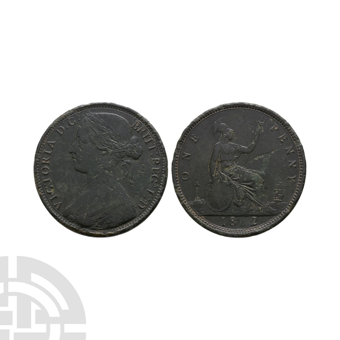 English Milled Coins - Victoria - 18[6]2 - Error Bun Head AE Penny (1 of 1)