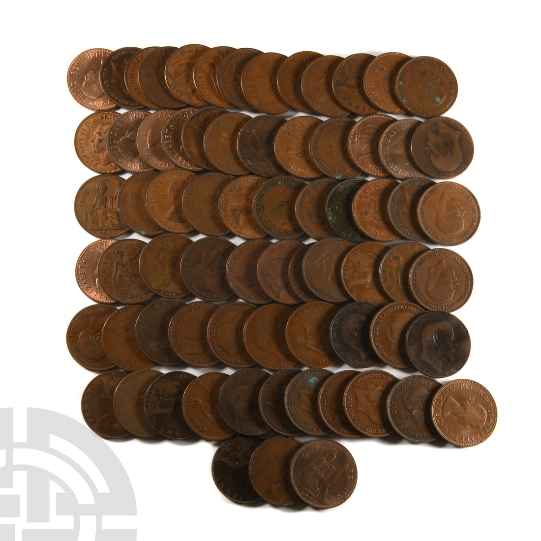 English Milled Coins - Edward VII, George V, VI, & Elizabeth II - 1902-1967 - AE Penny Group [71] (1 of 1)