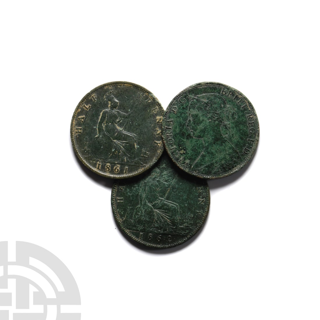 English Milled Coins - Victoria - Bun Head AE Halfpenny Group [3] (1 of 1)