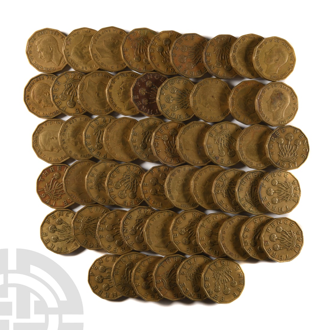 English Milled Coins - George VI - Brass Threepence Group [55] (1 of 1)