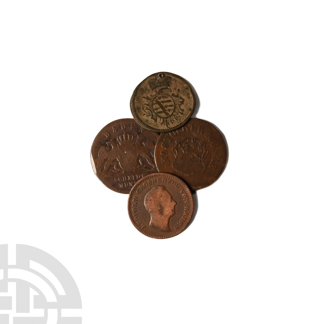 World Coins - German States - Baden - 1/2 and 1 Kreuzer [4]: 1759 and 1862 A.D. Group comprising: heller, (1759), ½ kreuzer (1842), kreuzer, (2; 1862); with descriptive packets. 9.94 grams total. . Acquired Surrey Auctions. Ex property of a Kent gentleman. [4,