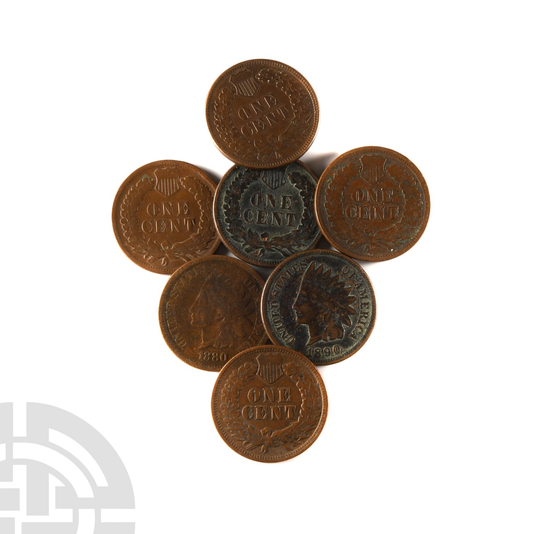 World Coins - United States of America - AE Indian Head Cent Group [7] (1 of 1)