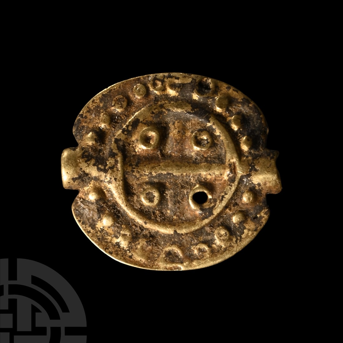 Medieval Gold Linear Decorated Circular Bead (1 of 1)
