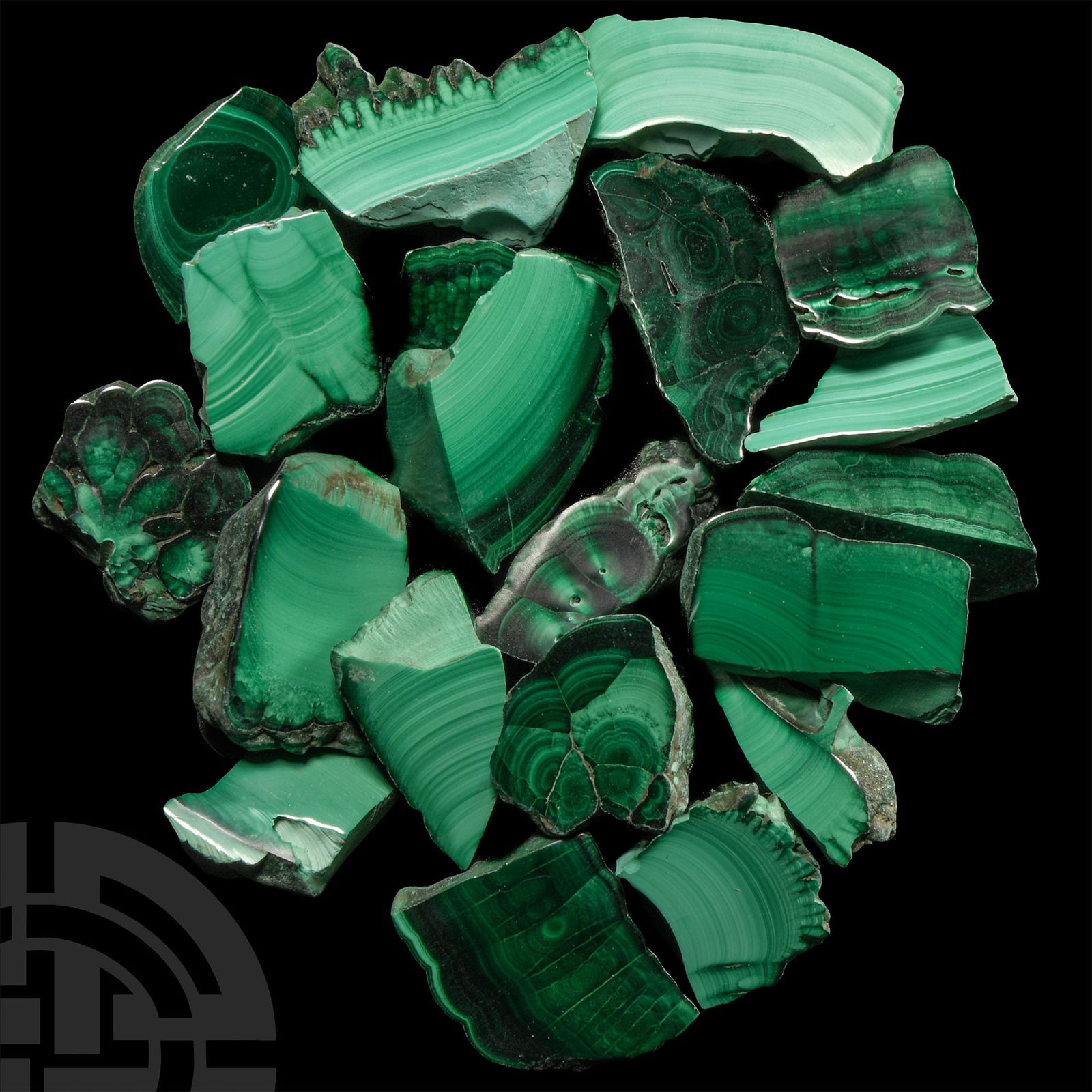Natural History - Cut and Polished Malachite Specimen Group [20]. (1 of 1)
